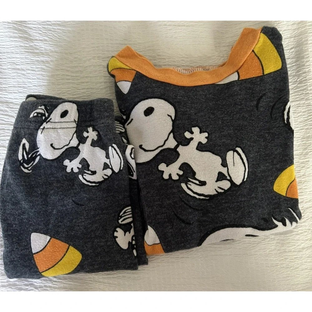 Peanuts Snoopy Halloween Fall Harvest Pajamas 5T 100% Cotton Candy Corn 2024